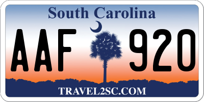 SC license plate AAF920