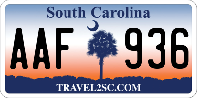 SC license plate AAF936