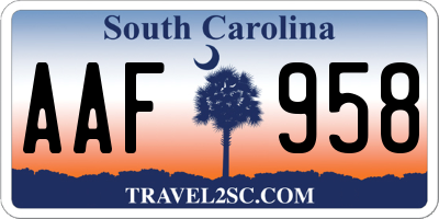 SC license plate AAF958