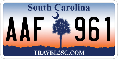 SC license plate AAF961