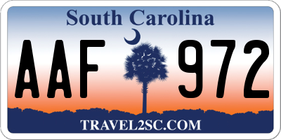SC license plate AAF972