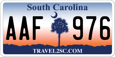 SC license plate AAF976