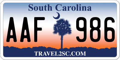 SC license plate AAF986