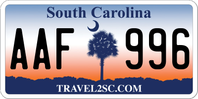 SC license plate AAF996