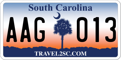 SC license plate AAG013