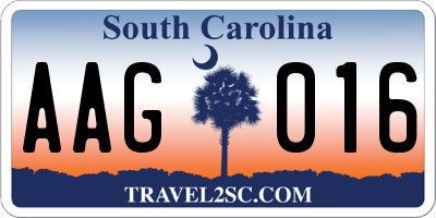 SC license plate AAG016