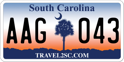 SC license plate AAG043