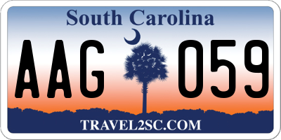 SC license plate AAG059