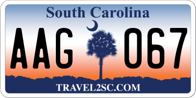 SC license plate AAG067