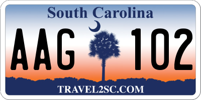 SC license plate AAG102