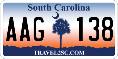 SC license plate AAG138