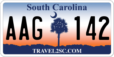 SC license plate AAG142