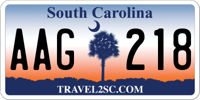 SC license plate AAG218