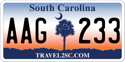 SC license plate AAG233