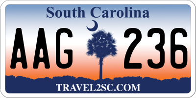 SC license plate AAG236