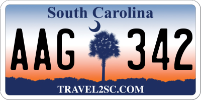 SC license plate AAG342