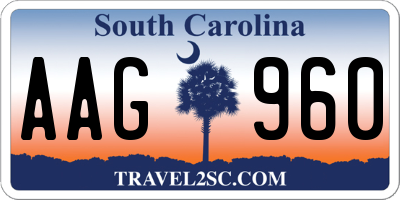 SC license plate AAG960