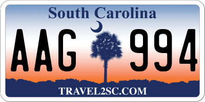 SC license plate AAG994