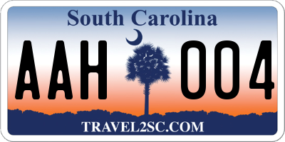 SC license plate AAH004