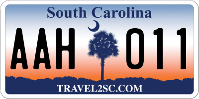 SC license plate AAH011