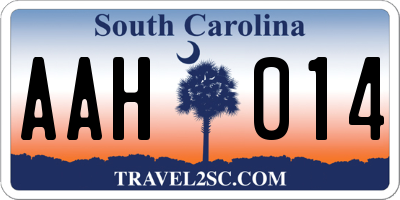 SC license plate AAH014
