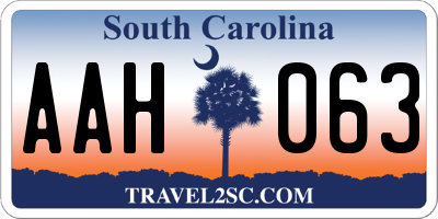 SC license plate AAH063