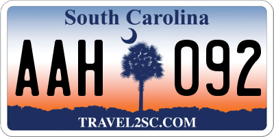 SC license plate AAH092