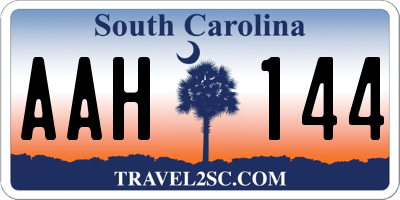 SC license plate AAH144