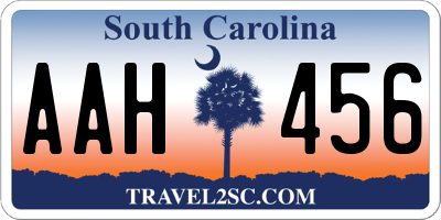 SC license plate AAH456