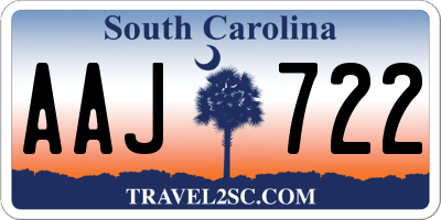 SC license plate AAJ722