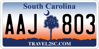 SC license plate AAJ803