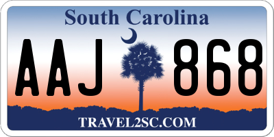 SC license plate AAJ868