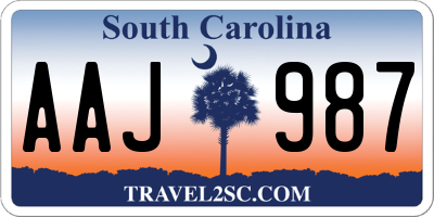SC license plate AAJ987