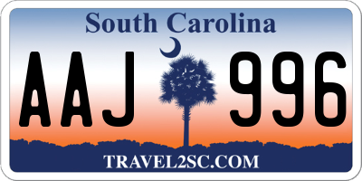 SC license plate AAJ996