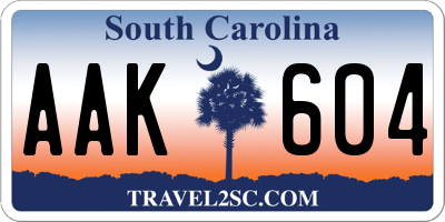 SC license plate AAK604