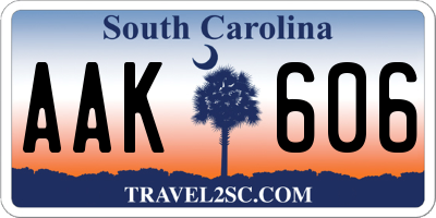 SC license plate AAK606