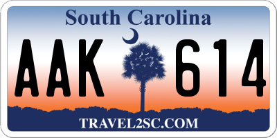 SC license plate AAK614