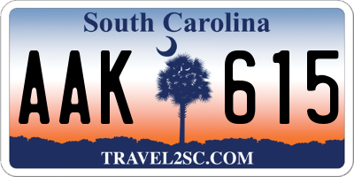 SC license plate AAK615