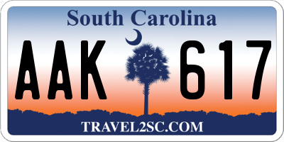 SC license plate AAK617