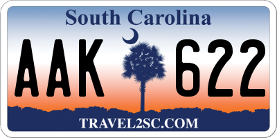 SC license plate AAK622