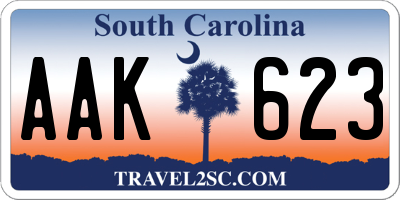 SC license plate AAK623