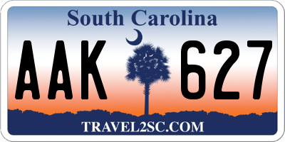 SC license plate AAK627