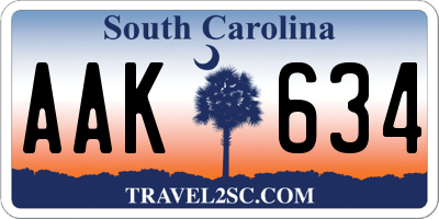 SC license plate AAK634