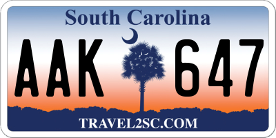 SC license plate AAK647