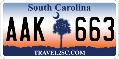 SC license plate AAK663