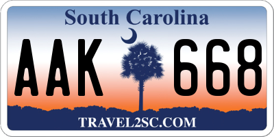 SC license plate AAK668