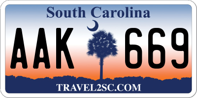 SC license plate AAK669