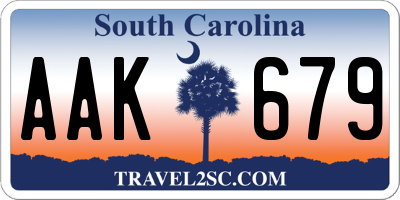 SC license plate AAK679