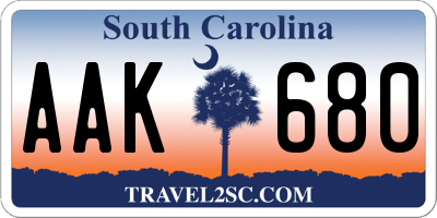 SC license plate AAK680