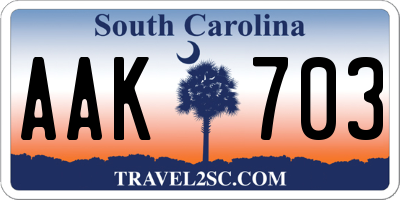 SC license plate AAK703